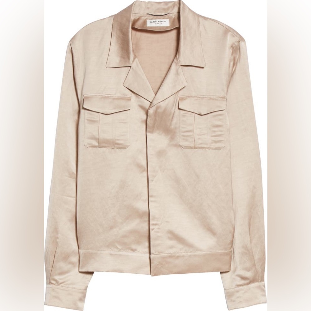 Saint Laurent long-sleeve Flamme Satin Military Jacket
